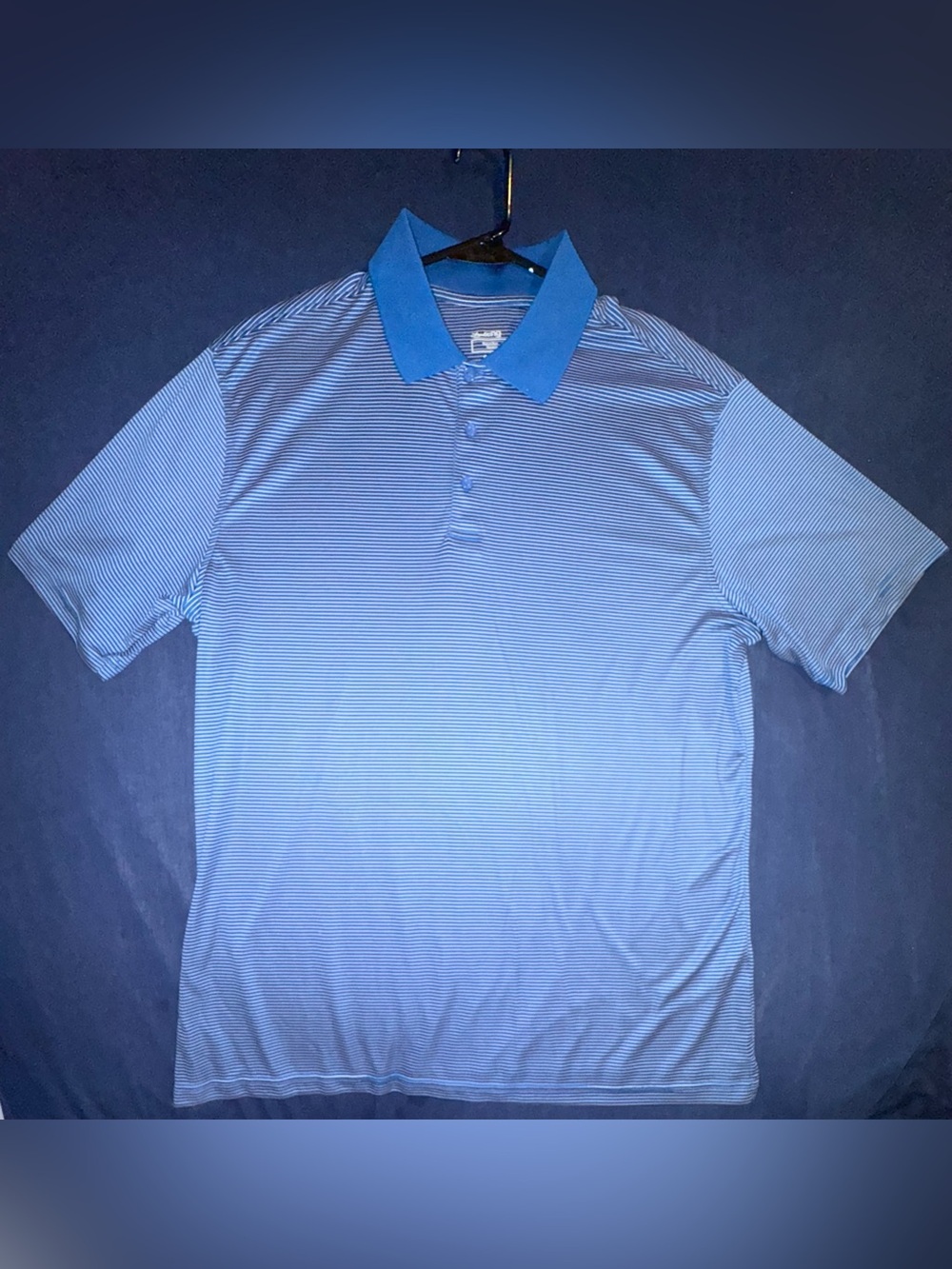 Men's XL Blue Micro-Striped Ultra Soft Golf Polo Shirt